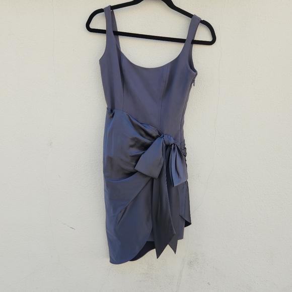 Cinq a Sept Grey Mini Dress Bow Wrap - Picture 3 of 10